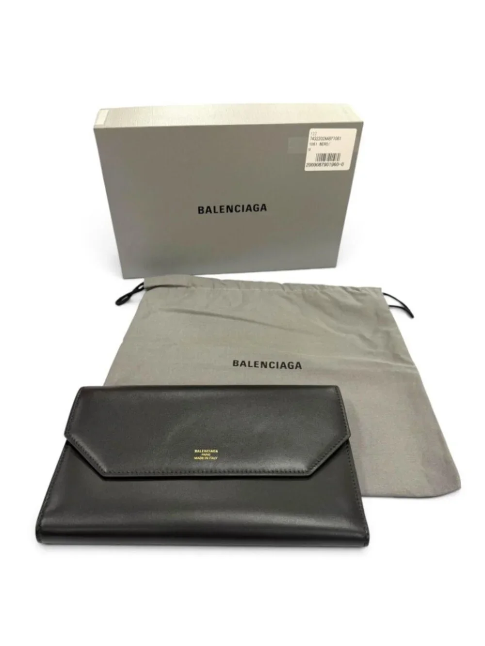 Balenciaga Envelope Leather Wallet Black Gold